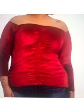 Torrid Velvet Shirred Front Off The Shoulder Top